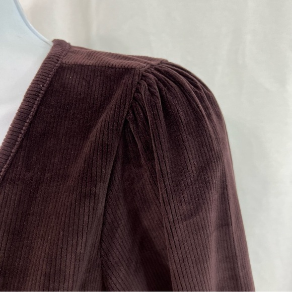 Madewell Corduroy Fuji Wrap Front Tie Brown Raisin S - Picture 5 of 13